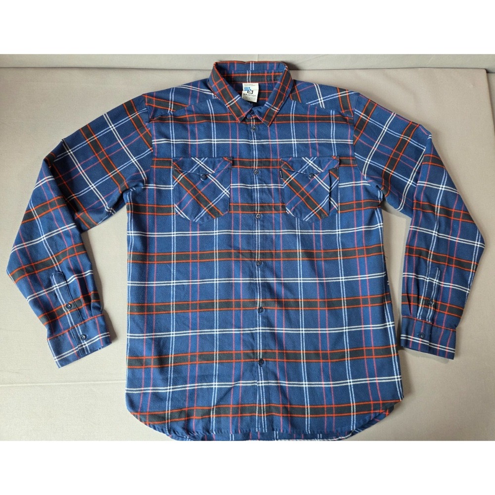 Salomon Shirt Mens Extra Large Blue Plaid Active Dry Flannel Trail Hiking Run